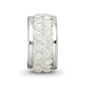 Sterling Silver Reflections Cream Double Row Preciosa Crystal Bead