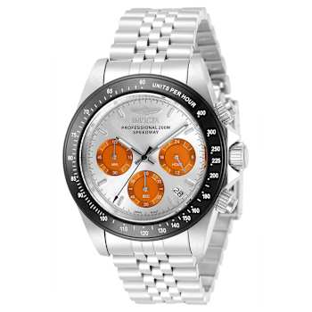 Invicta Speedway 39.5mm Orange, White Dial Stainless Steel Band Quartz Watch