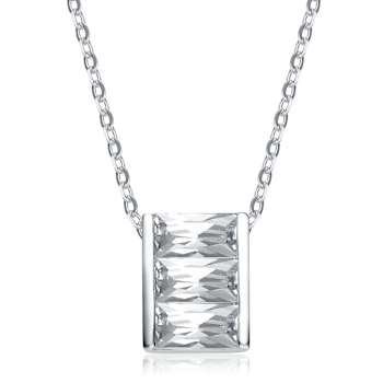 Rectangle CZ Solitaire Pendant In Sterling Silver