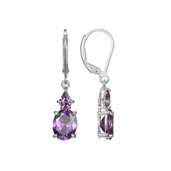 Purple Cubic Zirconia Platinum Over Sterling Silver February Birthstone
Earrings 6.56ctw
