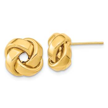 14k Yellow Gold Polished 12mm Love Knot Stud Earrings