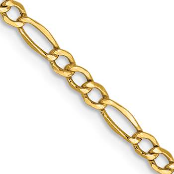 14k Yellow Gold 2.5mm Figaro Link 24 Inch Chain