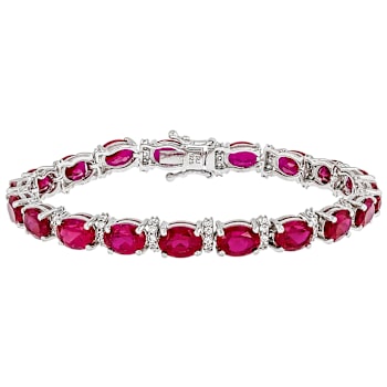 Lab-Created Ruby And Zircon Tennis Bracelet In Sterling Silver 29.54ctw