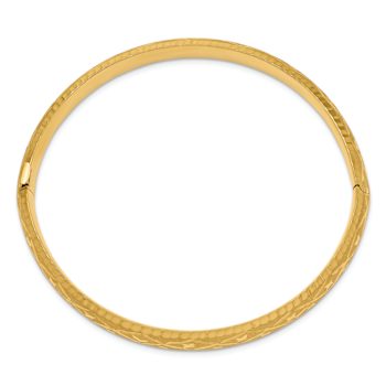 14k Yellow Gold 8.75mm Diamond-Cut Fancy Hinged Bangle Bracelet