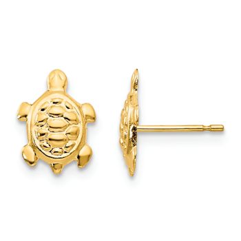 14K Yellow Gold Turtle Post Earrings