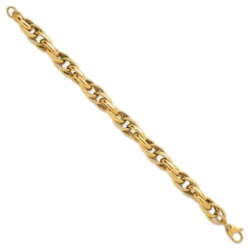 14K Yellow Gold 11.8mm Rope 8.5 inch Bracelet