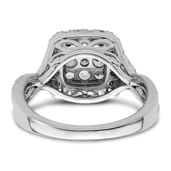 Rhodium Over 14K White Gold Lab Grown Diamond VS/SI GH, Cluster Ring 0.991ctw