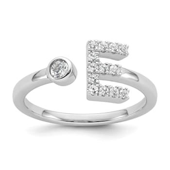 Rhodium Over 14K White Gold Lab Grown Diamond VS/SI GH, Initial E
Adjustable Ring