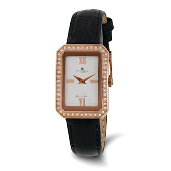 Charles Hubert Ladies Rose IP Plated Stainless White Dial Watch