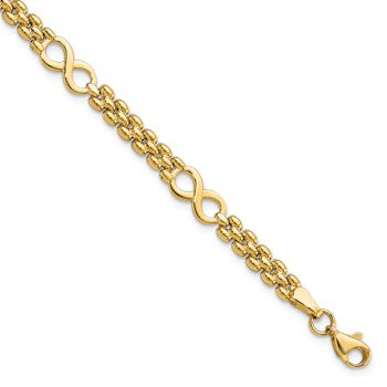14k Yellow Gold Polished Infinity and Fancy Link Bracelet