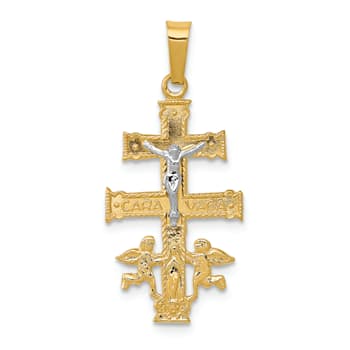 14K Yellow and White Gold Cara Vaca Crucifix Pendant