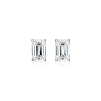 Emerald Cut Moissanite Platineve Stud Earrings 1.16ctw DEW