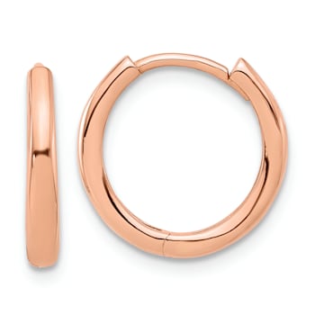 14k Rose Gold Polished 9/16" Hinged Hoop Earrings