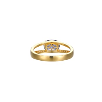 Blue And White Cubic Zirconia 18K Gold Over Sterling Silver Ring 1.72ctw