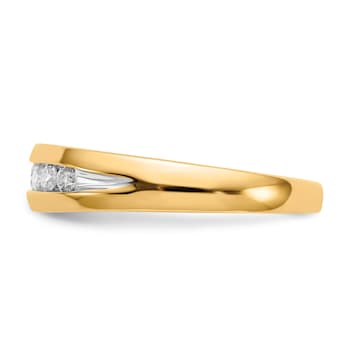 10K Yellow Gold with Rhodium Diamond Men's Channel Ring 0.32ctw