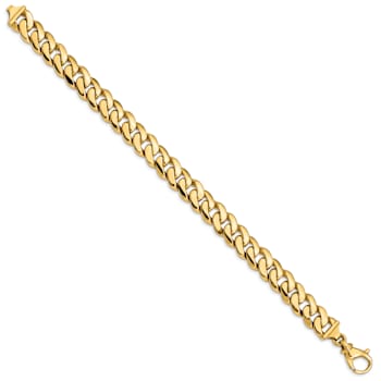 10k Yellow Gold 10.75mm Hand Polished Fancy Curb Link Bracelet