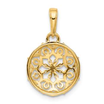14k Two-tone Gold Floral Circle Pendant