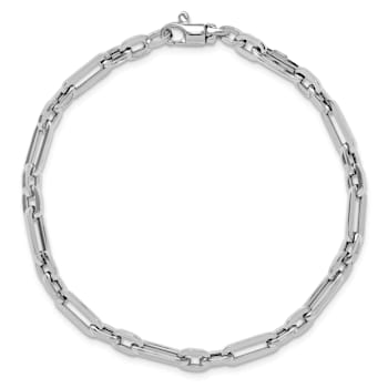 Rhodium Over 14K White Gold Polished Fancy Link Bracelet