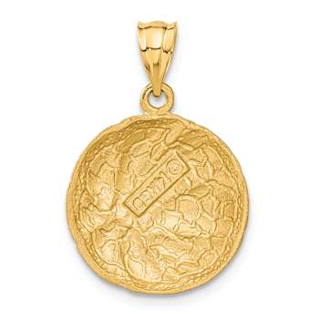 14k Yellow Gold Textured and Brushed Basketball Charm