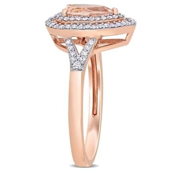 0.62ctw Morganite and 0.25ctw Diamond 14k Rose Gold Halo Ring
