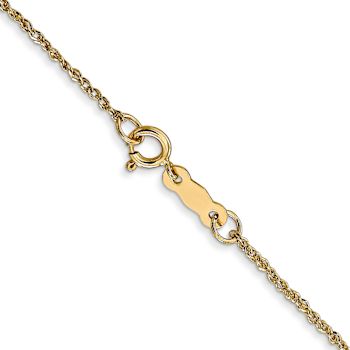 14k Yellow Gold 1.1mm Solid Rope 16 Inch Chain