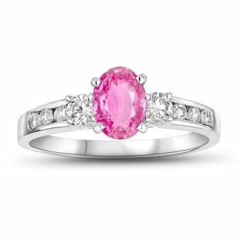 1.30ctw Pink Sapphire and Diamond Engagement Ring in 14k White Gold