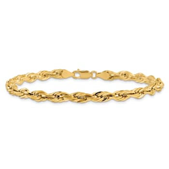 14k Yellow Gold 4.75mm Rope Link Bracelet, 7 Inches