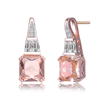 Champagne CZ Cascading Drop Earrings In 18K Rose Gold Over Sterling Silver