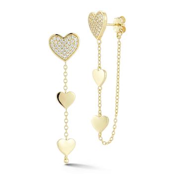 Rachel Zoe Pave Triple Heart Front/Back Dangle Earrings in 14K Gold Over
Sterling Silver