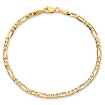 10k Yellow Gold Children's 3mm Flat Figaro Link Bracelet