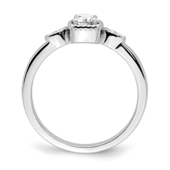 Rhodium Over 14K Gold Petite Rope Edge Round Diamond Ring 0.24ctw