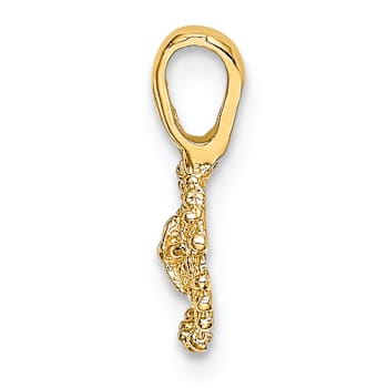 10K Yellow Gold Textured Mini Sand Dollar with Fixed Bail Charm