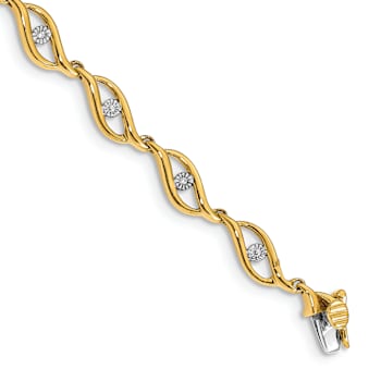 10k Yellow Gold and 10k White Gold Diamond Link Bracelet