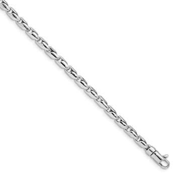 Rhodium Over 14k White Gold 3mm Hand Polished Fancy Link Bracelet