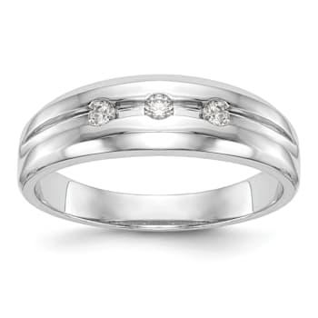 Rhodium Over 14K White Gold Lab Grown Diamond SI1/SI2, G H I, Men's Band