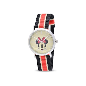 Disney Mickey and Minnie Face with Red and Black Nylon Band His and Hers
Watches Set of 2