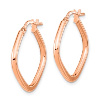 14k Rose Gold Polished 15/16" Square Hoop Earrings