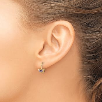 14K Yellow Gold Children's Enamel Butterfly Hoop Earrings