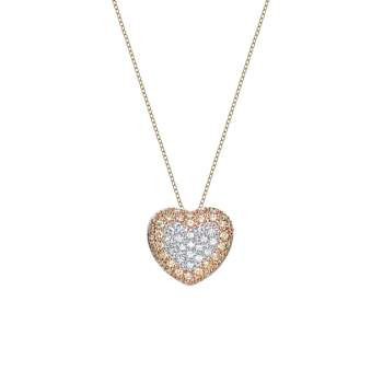 CZ Heart Pendant Necklace In 14K Gold Over Sterling Silver