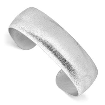Wide Brushed Sterling Silver Cuff Bangle In Sterling Silver