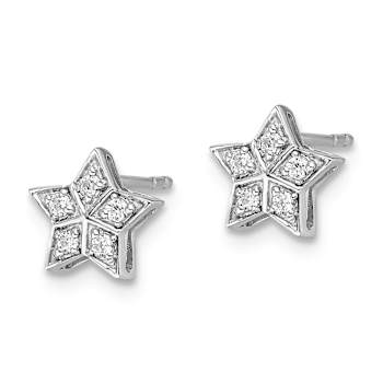Rhodium Over 14k White Gold 7.5mm Diamond Star Stud Earrings
