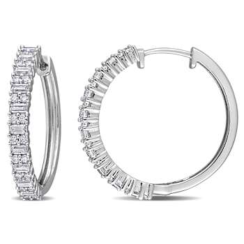 1.75ctw Created Moissanite Hoop Earrings in Sterling Silver