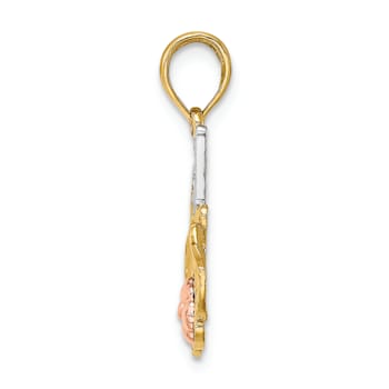 14k Yellow Gold and 14k Rose Gold with Rhodium Over 14k Yellow Gold
Textured #1 MOM Flower Charm