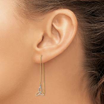14k Yellow Gold and Rhodium Over 14k Yellow Gold Diamond-Cut Box Chain
Celtic Knot Threader Earrings