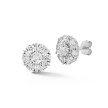 Sterling Statements Rhodium Over Sterling Silver CZ Flower Studs