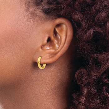 14k Yellow Gold 9/16" Round Hinged Hoop Earrings