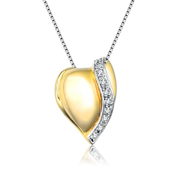 Two-Tone CZ Heart Pendant Necklace In Sterling Silver And 14K Gold Over
Sterling Silver