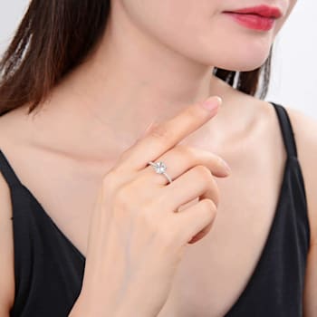 Round White Topaz Sterling Silver Solitare Ring, 1.90ctw