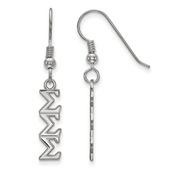 Rhodium Over Sterling Silver LogoArt Sigma Sigma Sigma Small Dangle Earrings