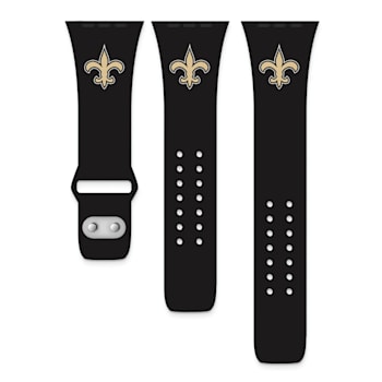 Gametime New Orleans Saints Black Silicone Band fits Apple Watch
(38/40mm M/L). Watch not included.